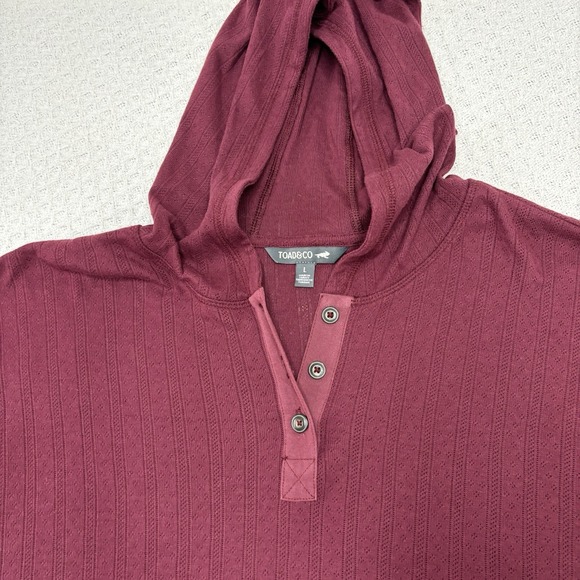 Toad & Co Hoodie Foothill Pointelle Large Maroon Top Organic Pullover Gorpcore - Picture 5 of 12